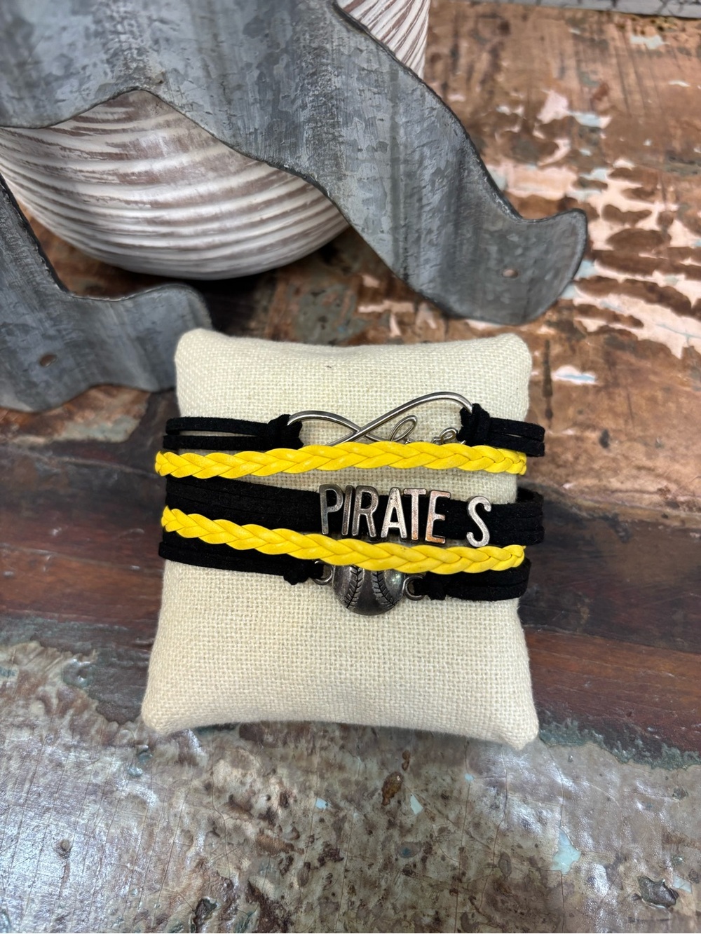 Black and Yellow Pirates Layered Bracelet